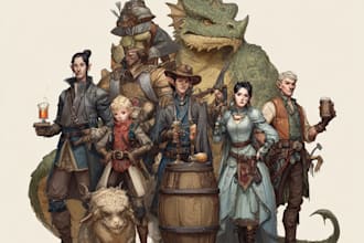 design a dnd party art and group art