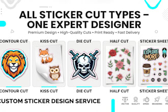 add cutlines and die cut for your stickers design