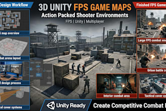 design 3d unity fps game map, action game map, 3d battle map, 3d multiplayer map