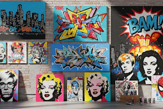 create graffiti pop art canvas designs and murals