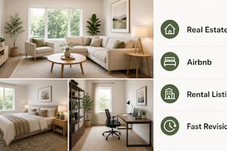 virtually stage your empty room photo for real estate or airbnb