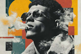 create collage retro album cover art design
