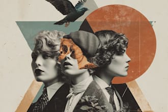 design surreal collage album covers, pop, aesthetic, vintage