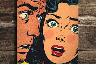 do retro vintage poster cover illustration in comic style,