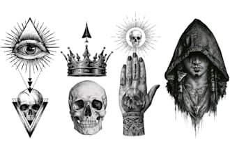 make a realistic black and white tattoo design for you