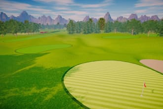 redesign 3d golf course,outdoor sport complex, golf terrain,mini golf, site plan