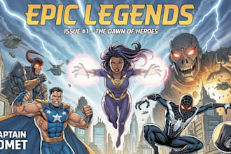 illustrate a superhero comic cover art