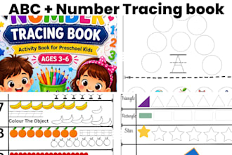 design abc and number tracing books for kids KDP
