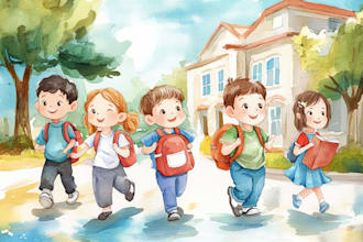 create digital watercolor illustrations for a children book