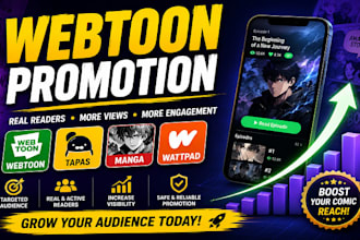 promote your webtoon, webcomic, manga, tapas and wattpad to real readers