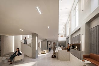 redesign corporate office interior,coworking space layout,meeting room rendering
