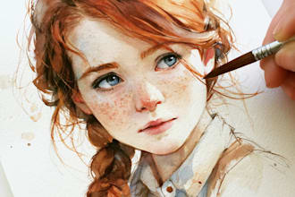 watercolor portrait painting, photo to watercolor portrait