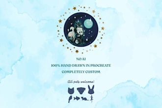 draw a custom hand drawn cosmic pet portrait