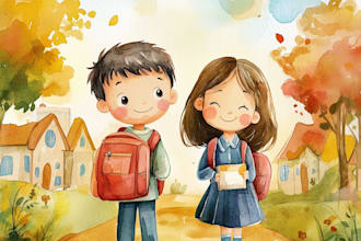 create digital watercolor illustrations for a children book
