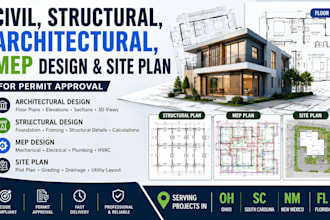 civil structural and architectural design, mep design site plan in ohio sc nm fl