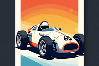 create vintage racing car illustration for tshirt and poster