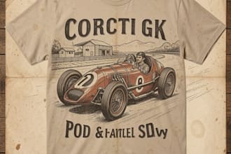create vintage racing car illustration for tshirt and poster