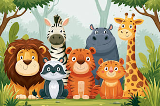 draw custom animal cartoon illustration