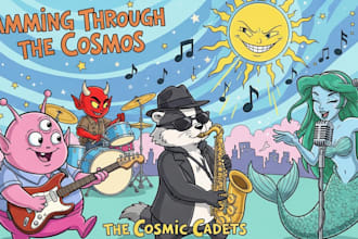 design album cover or cartoon album cover art