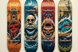 design custom skateboards graphics, surf graphics,stickers