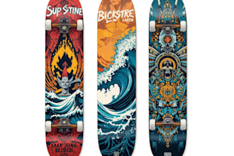 design custom skateboards graphics, surf graphics,stickers