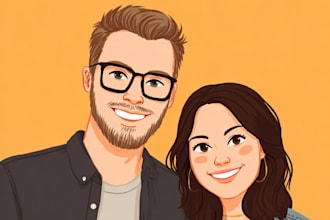 couple portrait wedding portrait illustration