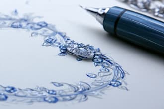 draw a jewelry design, illustration or a sketch of jewelry