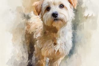 create a watercolor pet portrait, dog portrait cat portrait