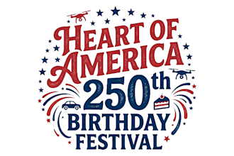 make heart of america 250th birthday festival mascot logo design