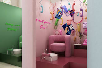 render 3d beauty salon, 3d shopping mall design, retail store with 3d rendering