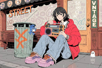 create anime streetwear and vintage design
