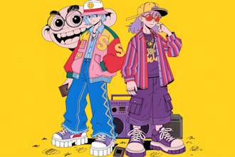 create anime streetwear and vintage design