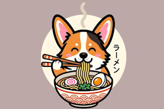make modern style japanese food dog mascot logo design service
