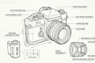 draw detailed product line art with vector sketch