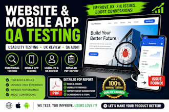 conduct usability testing and ux reasearch for your website or app for bug, ux