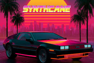 design album cover, 80s retro synthwave art, mixtape cover