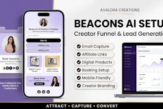 create beacons ai page, creator funnel and lead generation setup