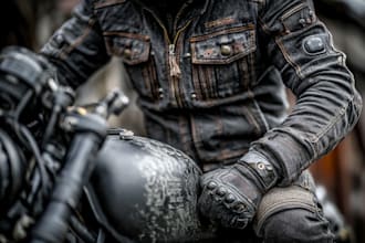 design motorcycle suits, denim and leather jackets, gloves