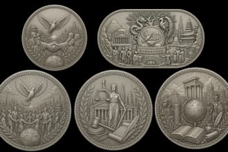 create custom 3d coin model, medal, medallion and badge design for 3d printing