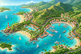 do adventure map illustration, trail map, city map parking layout and hiking map
