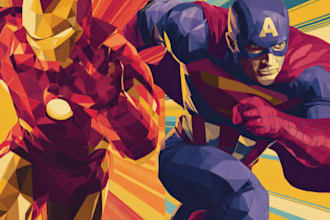 illustrate a superhero pop art portraits