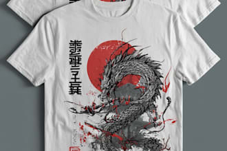 do a japanese t shirt illustration