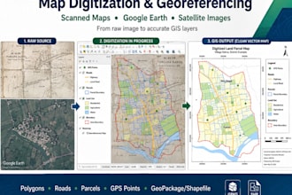 create gis maps, digitize data, georeference maps, and perform spatial analysis