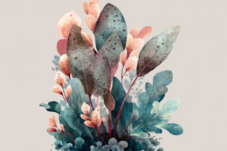 illustrate watercolor botanical art in modern style