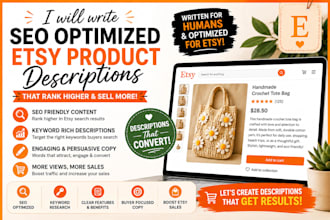 write SEO optimized etsy product descriptions that increase sales