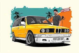 draw a custom vector cartoon car illustration