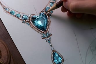 draw custom jewelry design sketch and jewelry illustration