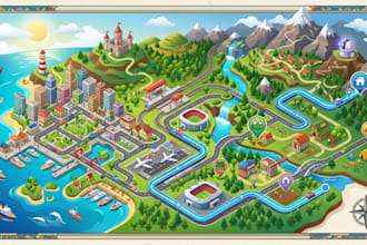 create custom 3d illustrated maps, isometric icon maps and navigation designs