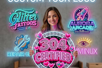 design a custom neon sign round logo for your business