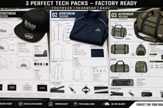create factory ready tech packs for footwear headwear and bags